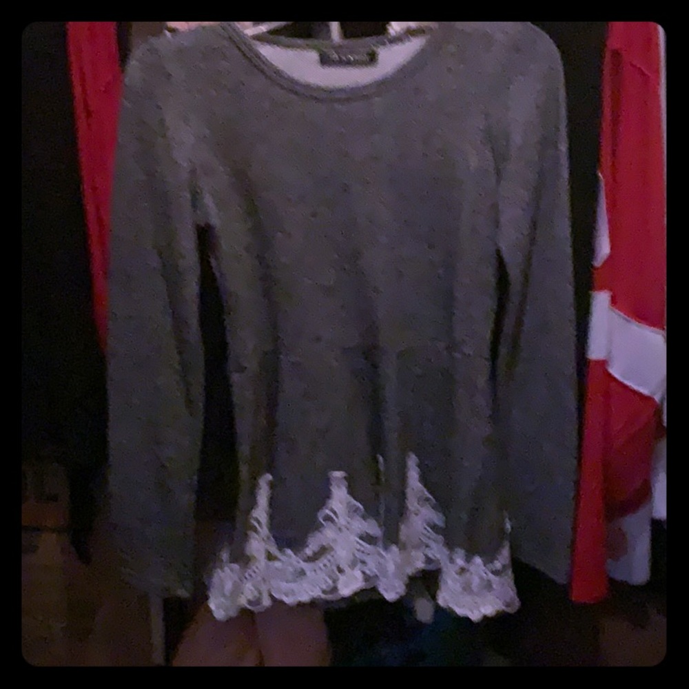 Gray top with flared bottom
